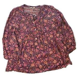 GAP Women’s LS Pintuck Top Burgundy Floral Paisley Print Size S Fall 2019
